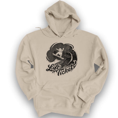 Lift Ticket Snowboard Hoodie - Sand