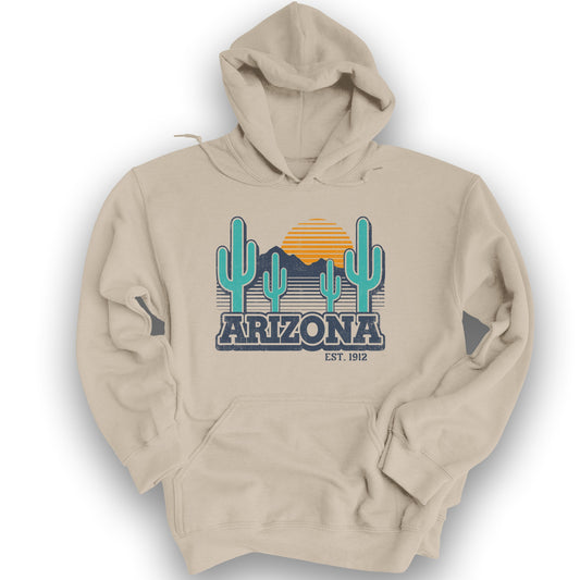 Arizona Retro Cactus Hoodie - Sand