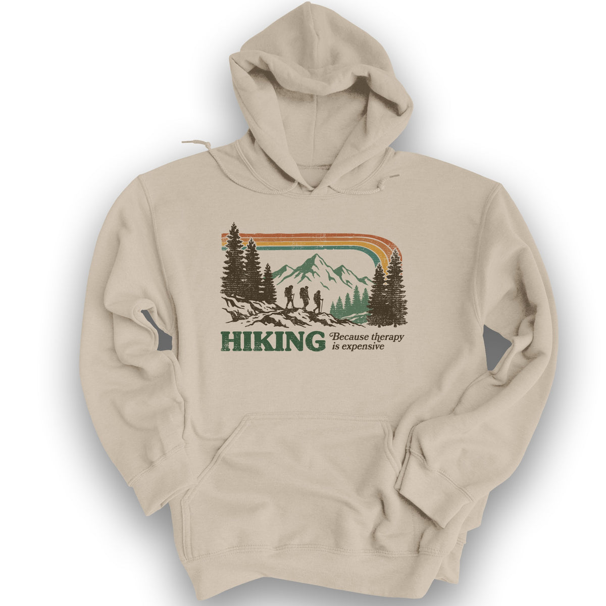 Hiking Retro Therapy Hoodie - Sand