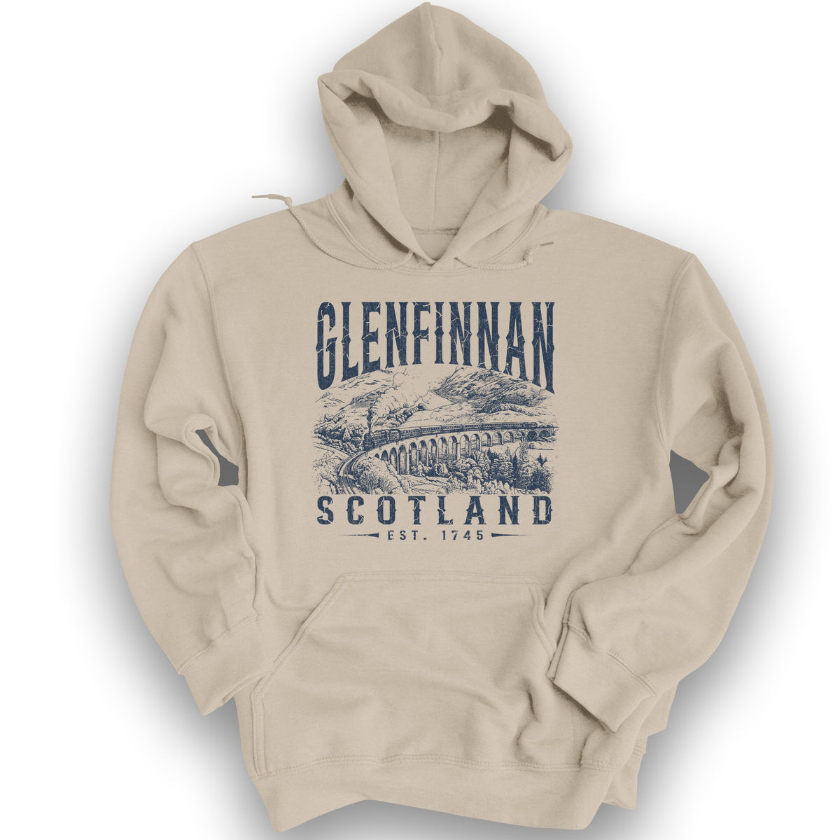 Glenfinnan Scotland Sketch Hoodie - Sand
