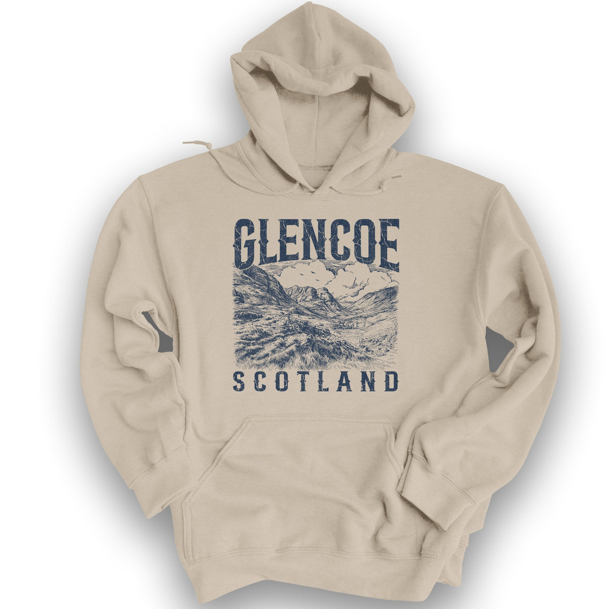 Glencoe Scotland Sketch Hoodie - Sand