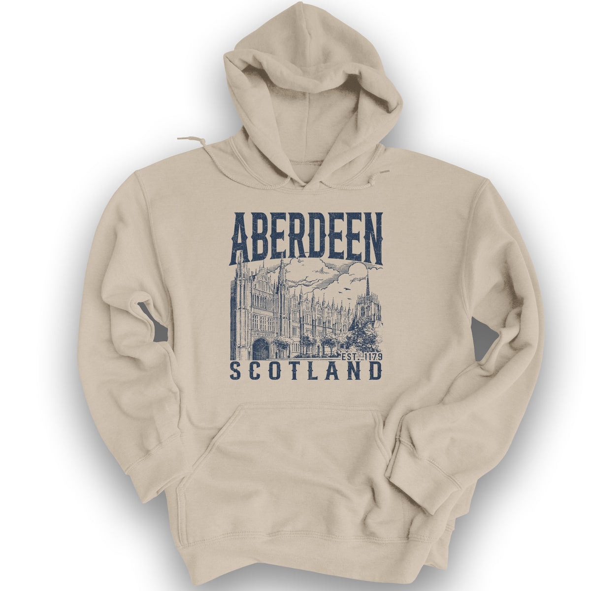 Aberdeen Scotland Sketch Hoodie - Sand