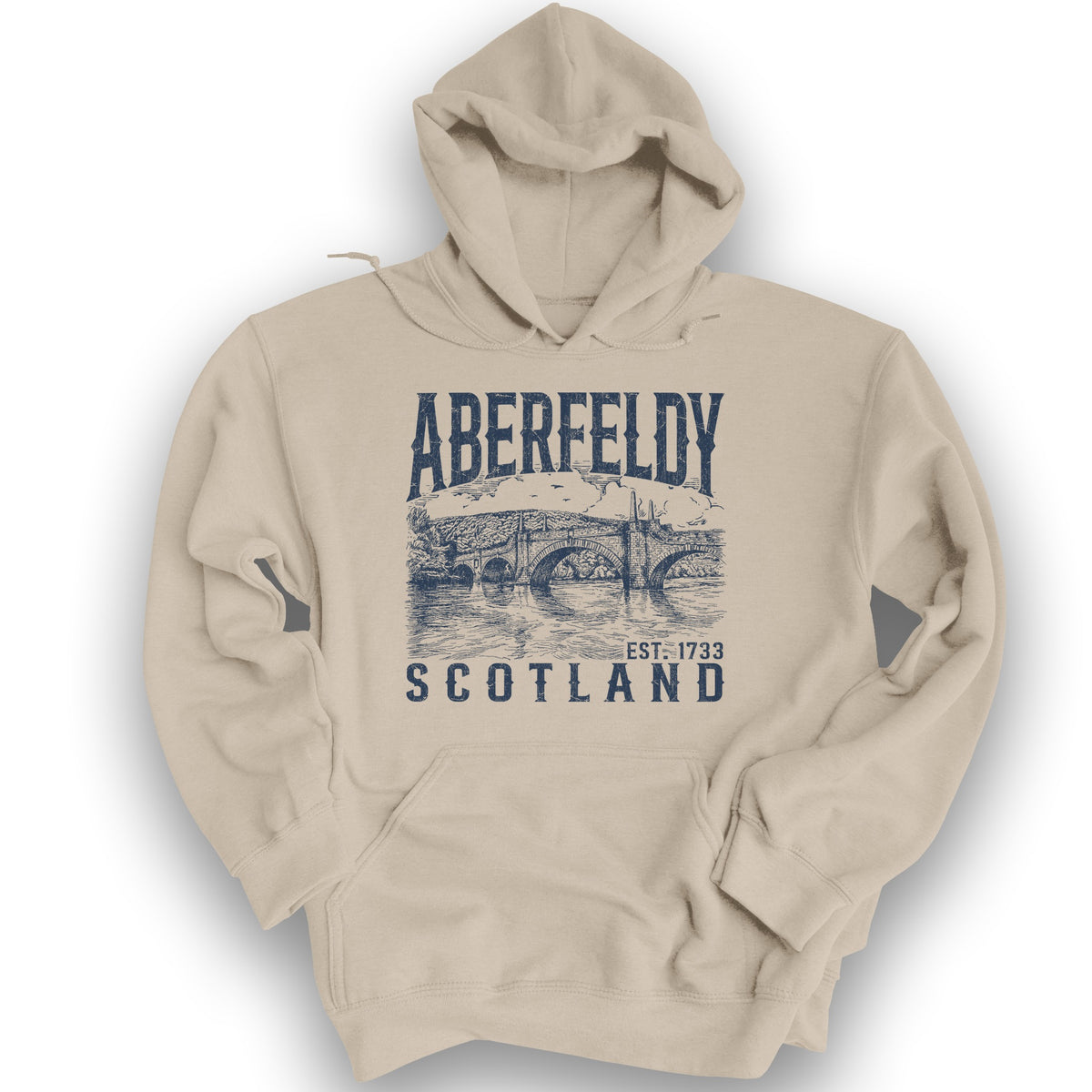 Aberfeldy Scotland Sketch Hoodie - Sand
