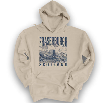 Fraserburgh Scotland Sketch Hoodie - Sand