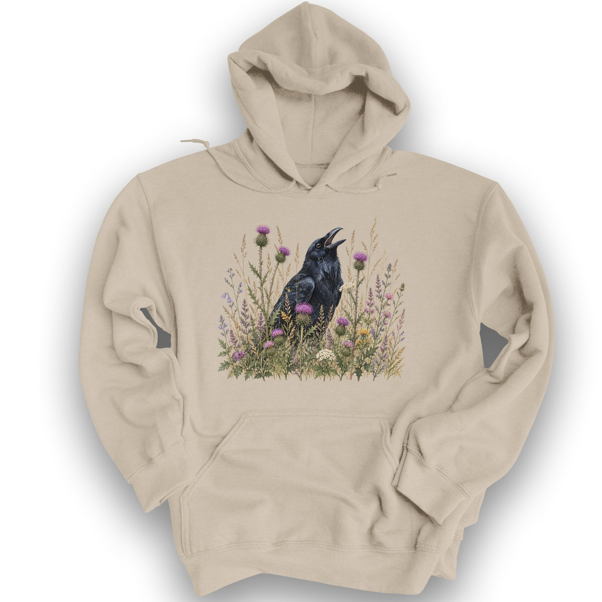 Botanical Raven Hoodie - Sand