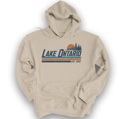Lake Ontario Retro Stripe Hoodie - Sand