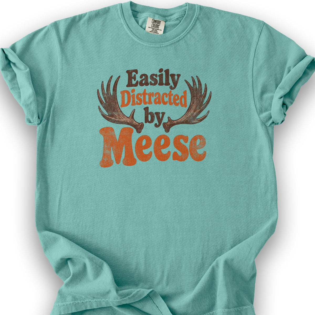 Distracted By Meese Antlers T-Shirt - Seafoam