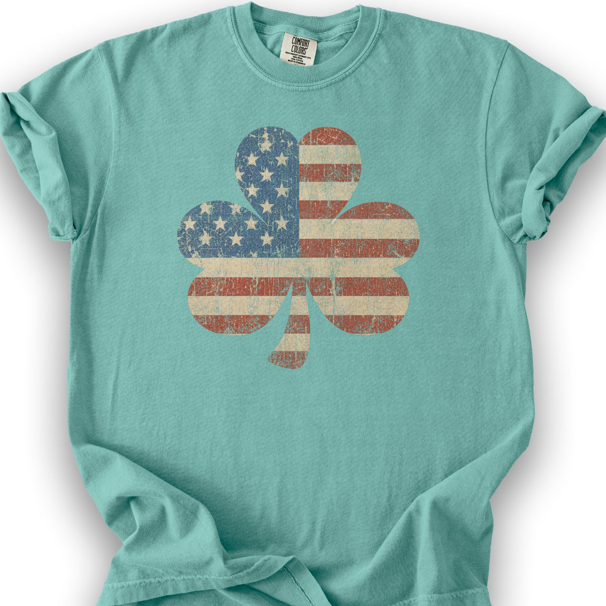 Vintage Flag Shamrock T-Shirt - Seafoam