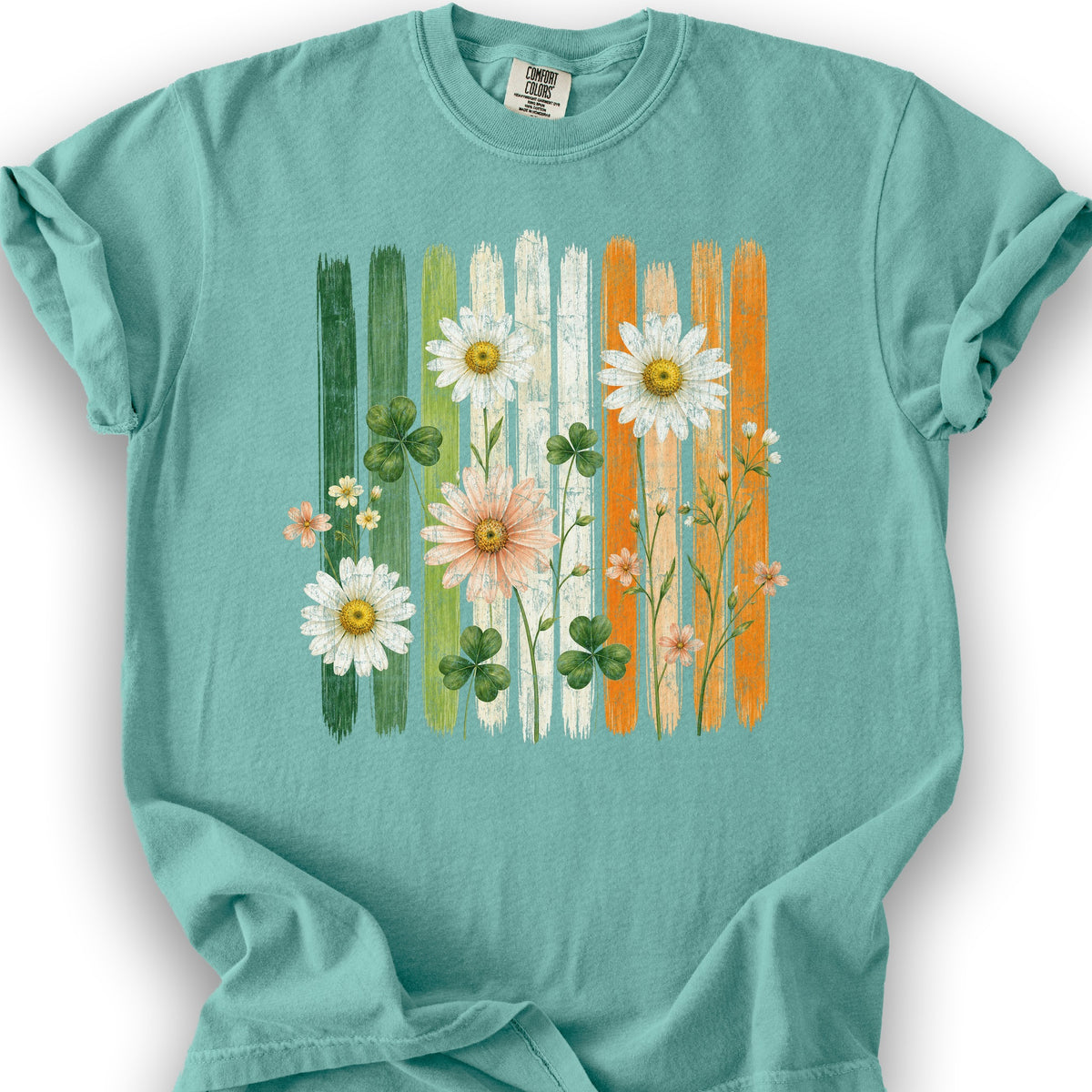 Irish Flower Stripes T-Shirt - Seafoam