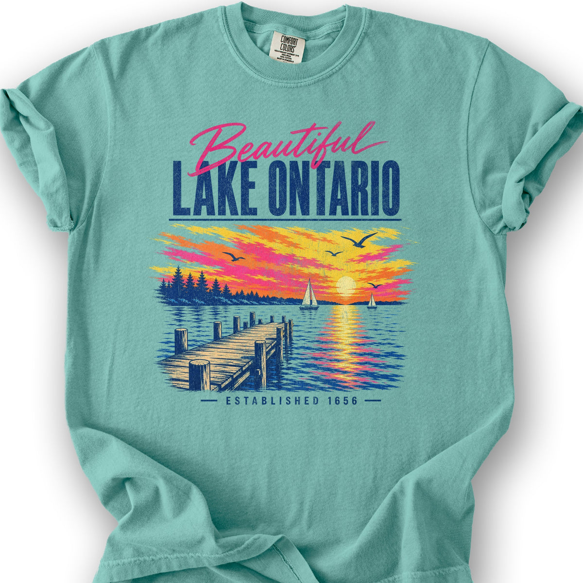 Lake Ontario Color Burst T-Shirt - Seafoam