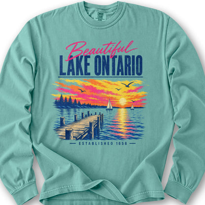 Lake Ontario Color Burst Long Sleeve Shirt - Seafoam