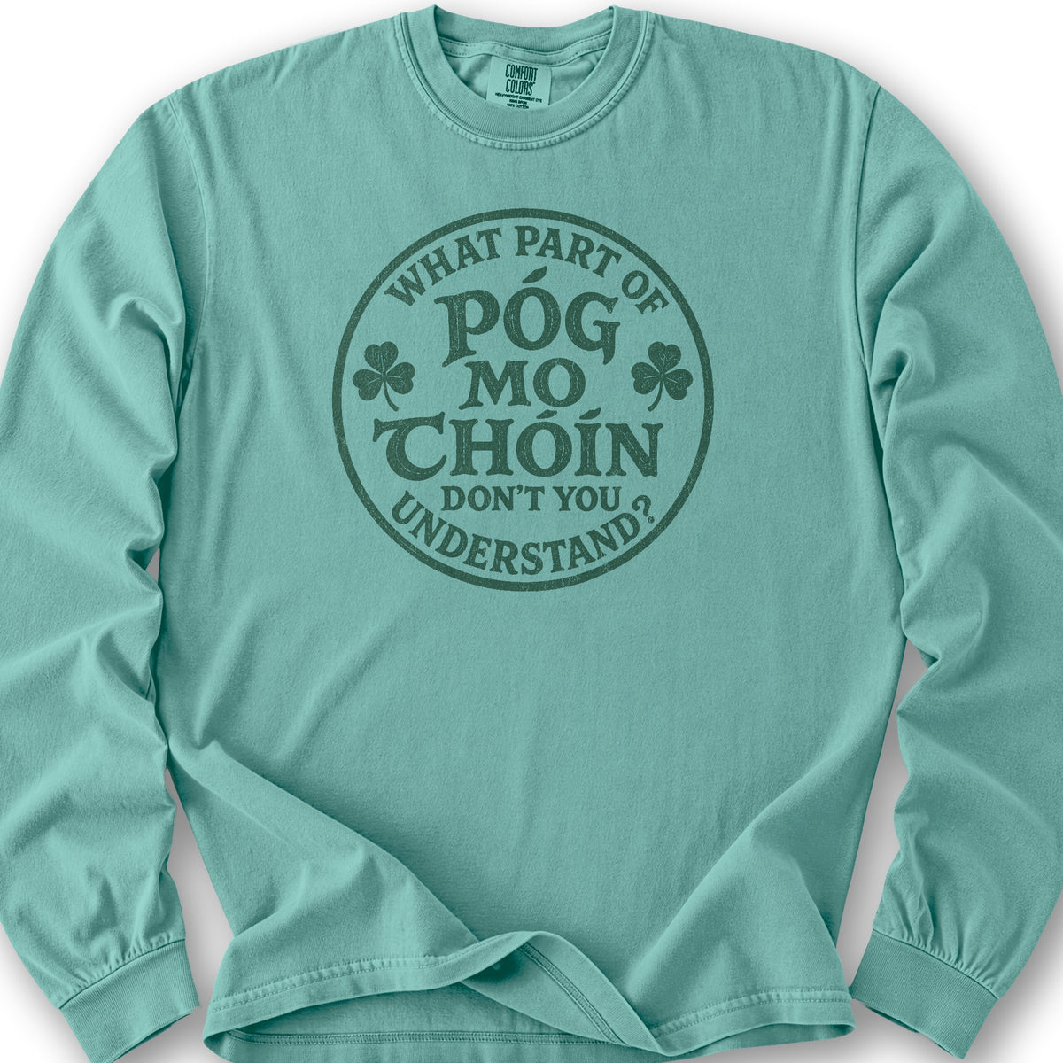 Pog Mo Thoin Badge Long Sleeve Shirt - Seafoam