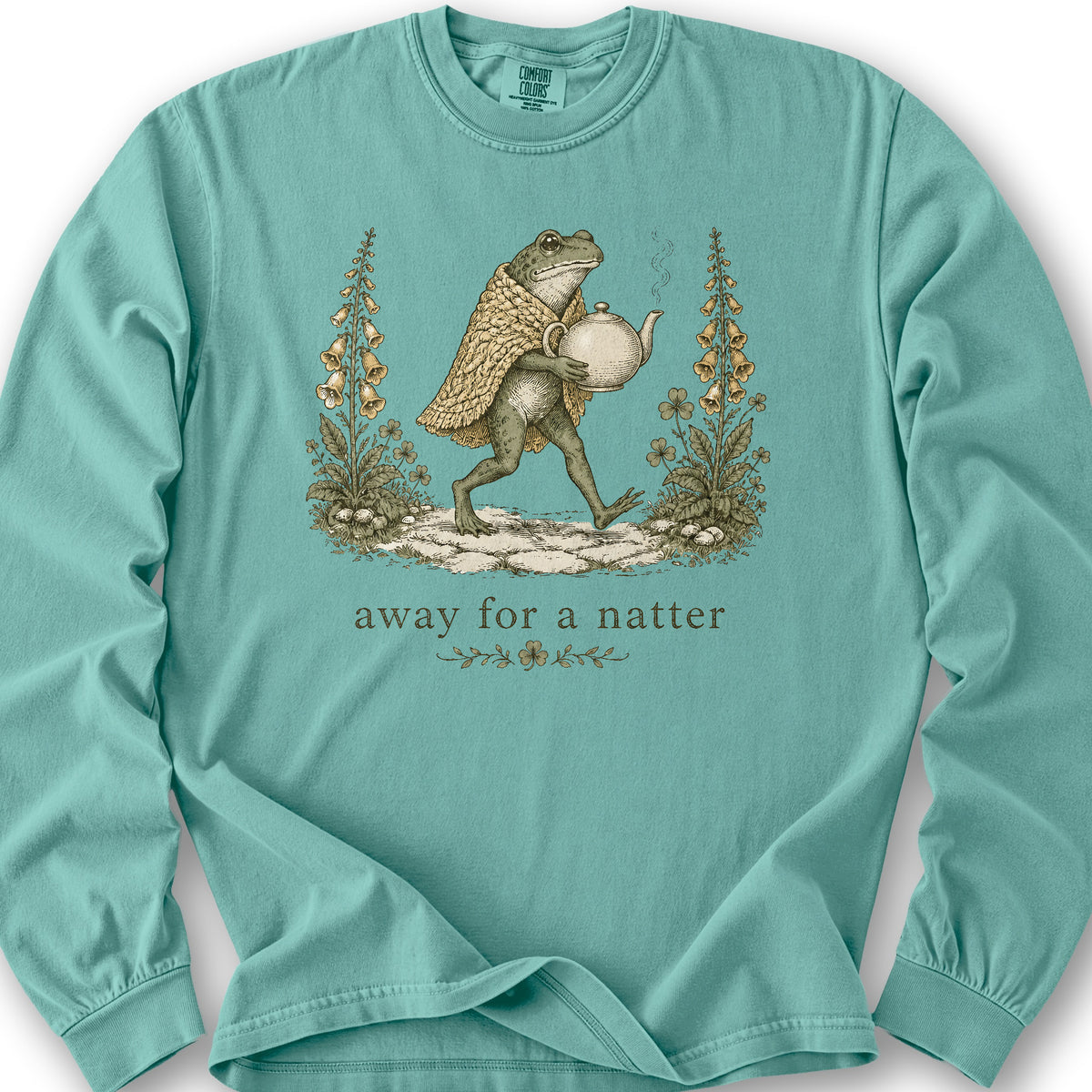 Natter Frog Long Sleeve Shirt - Seafoam