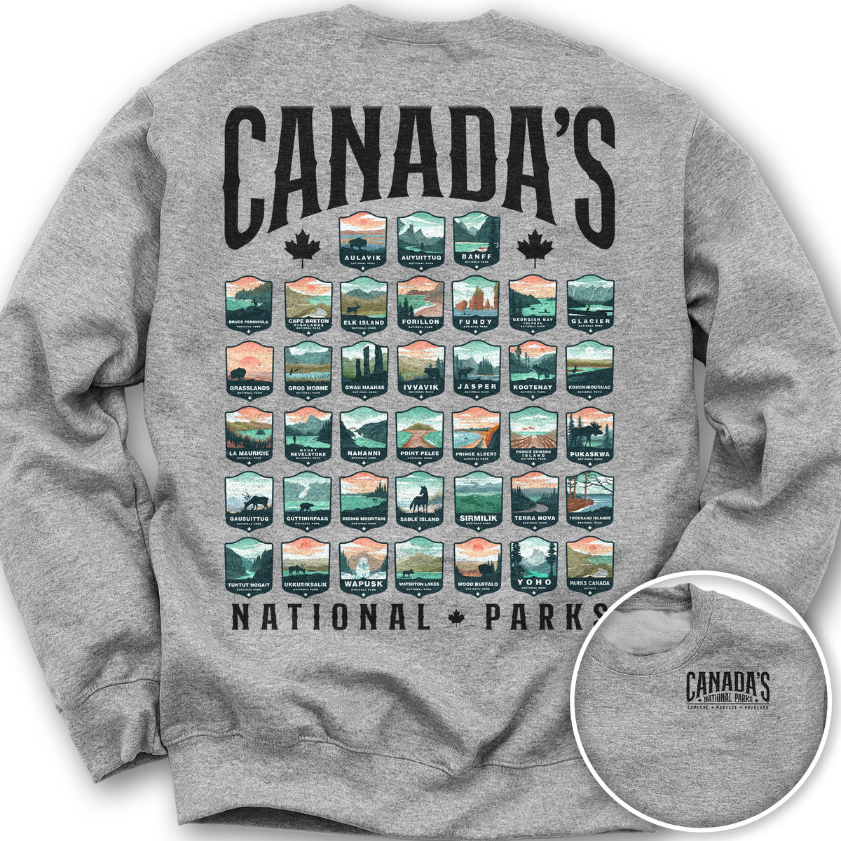 Canada's National Parks "Badges" Sweatshirt - Sport Grey