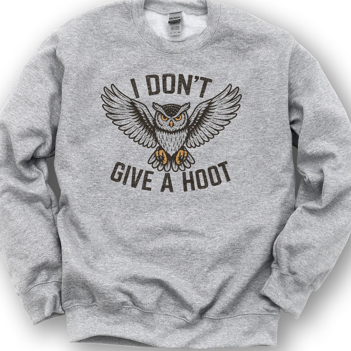 I Don't Give a Hoot "Vintage Owl" Sweatshirt - Sport Grey