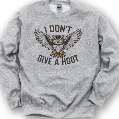 I Don't Give a Hoot "Vintage Owl" Sweatshirt - Sport Grey