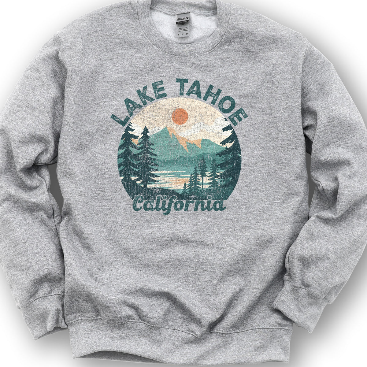 Lake Tahoe California Circle Sweatshirt - Sport Grey