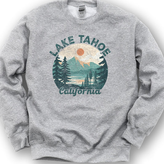 Lake Tahoe California Circle Sweatshirt - Sport Grey