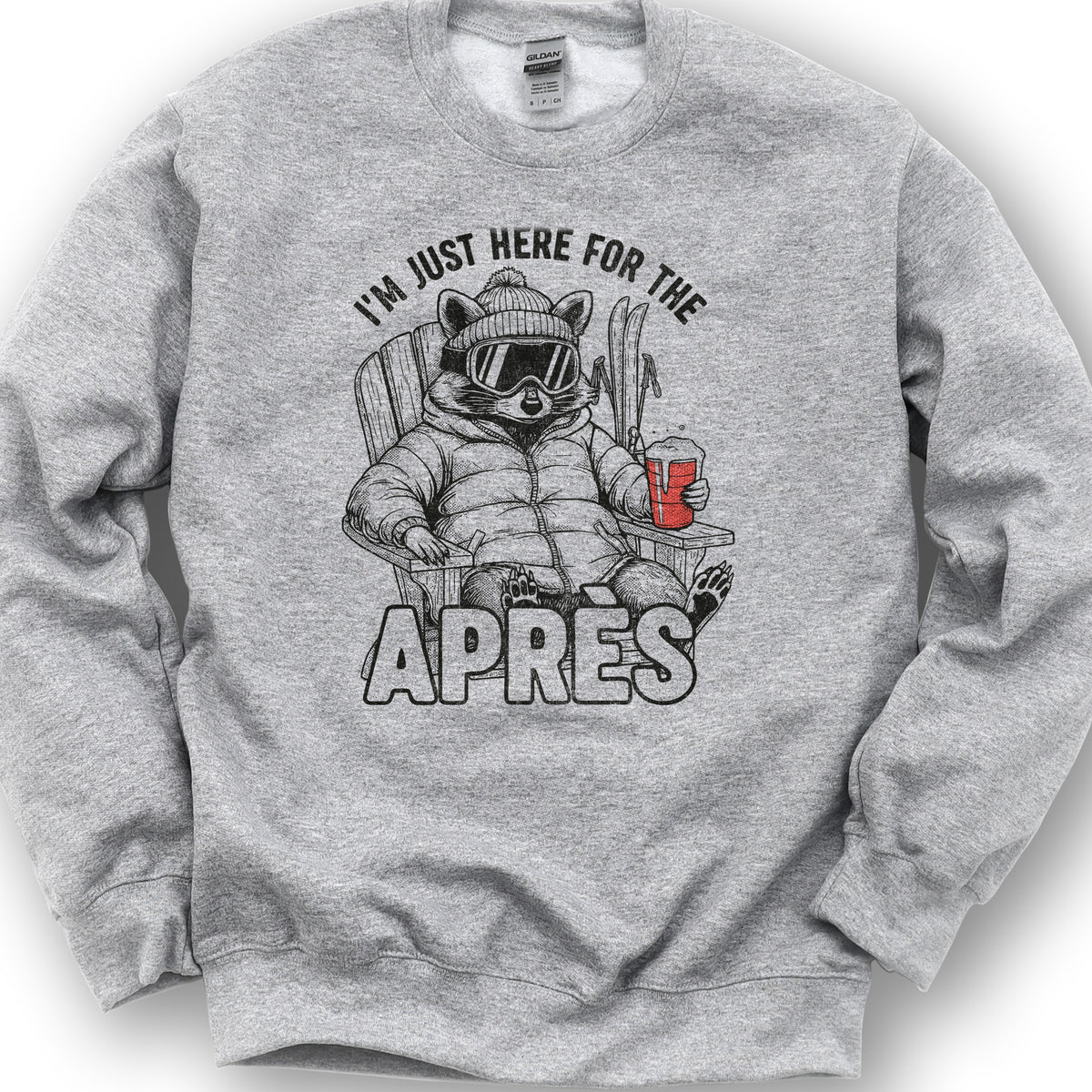 Just Here for the Apres "Raccoon" Sweatshirt - Sport Grey
