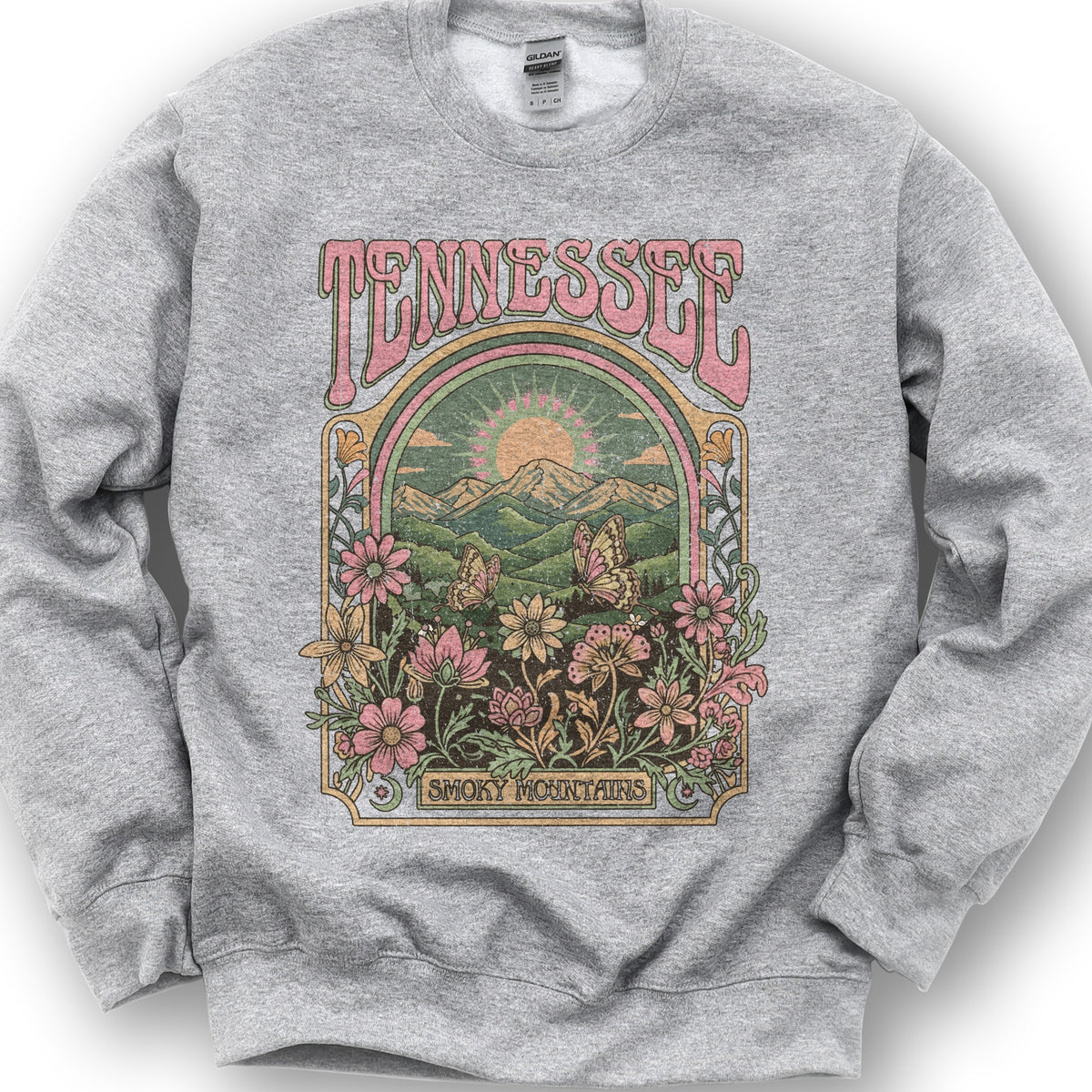 Tennessee Smoky Mountains Butterfly Sweatshirt - Sport Grey