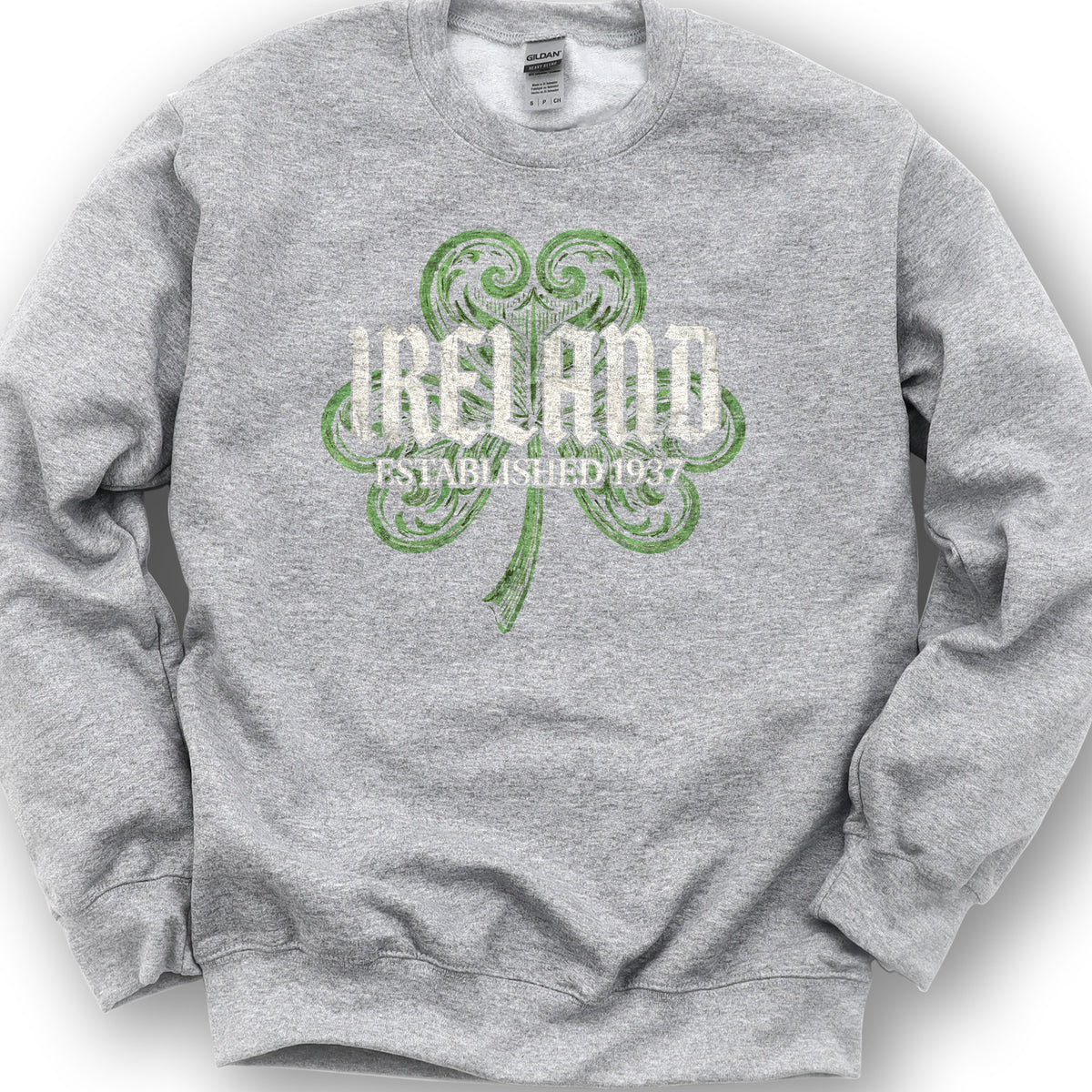 Ireland Gothic Shamrock Sweatshirt - Sport Grey