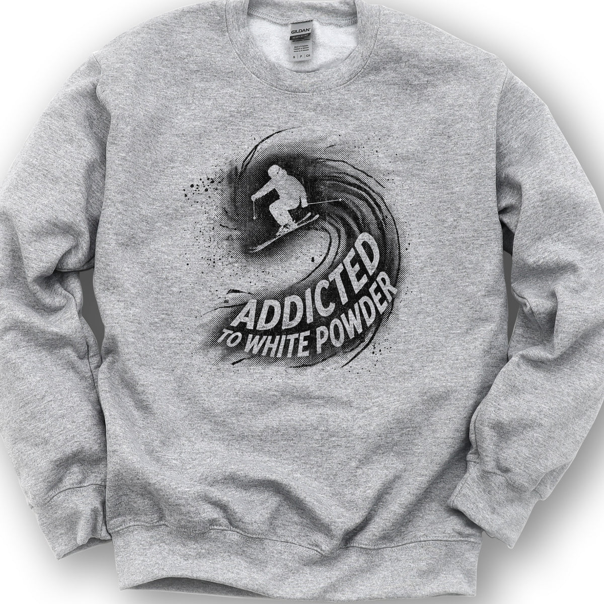 White Powder Skiing  Sweatshirt - Sport Grey