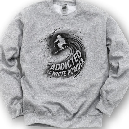 White Powder Skiing  Sweatshirt - Sport Grey