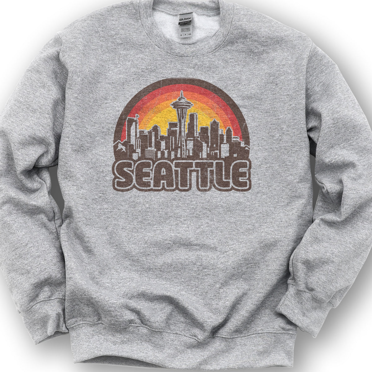 Seattle Retro Sunset Sweatshirt - Sport Grey