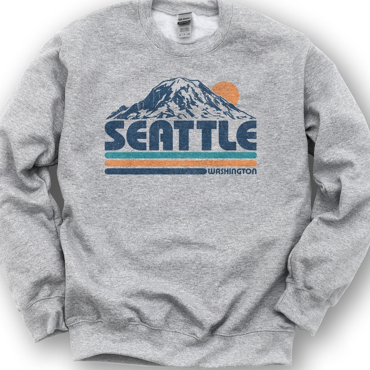 Seattle Retro Stripe Sweatshirt - Sport Grey