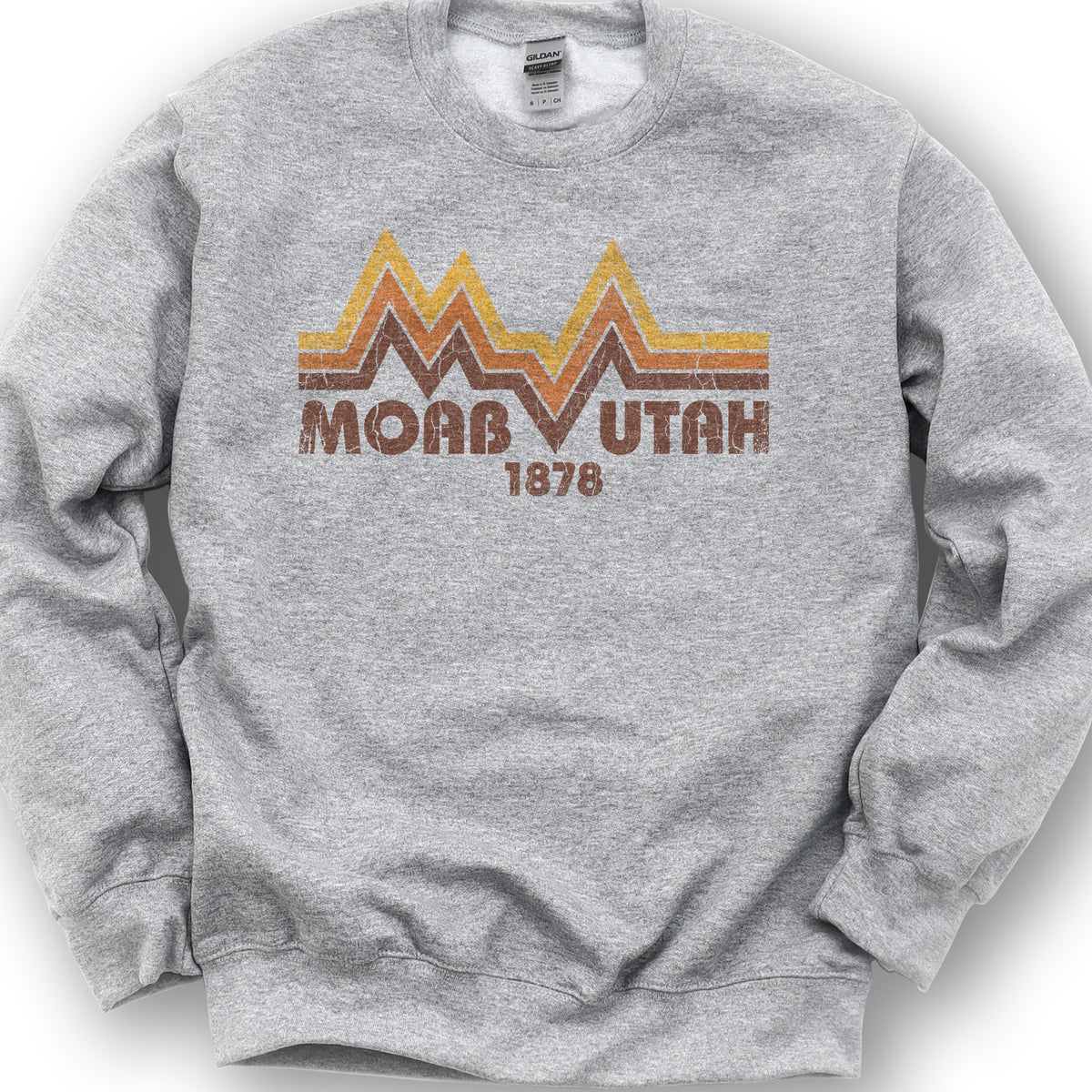 Moab Utah Retro Sweatshirt - Sport Grey
