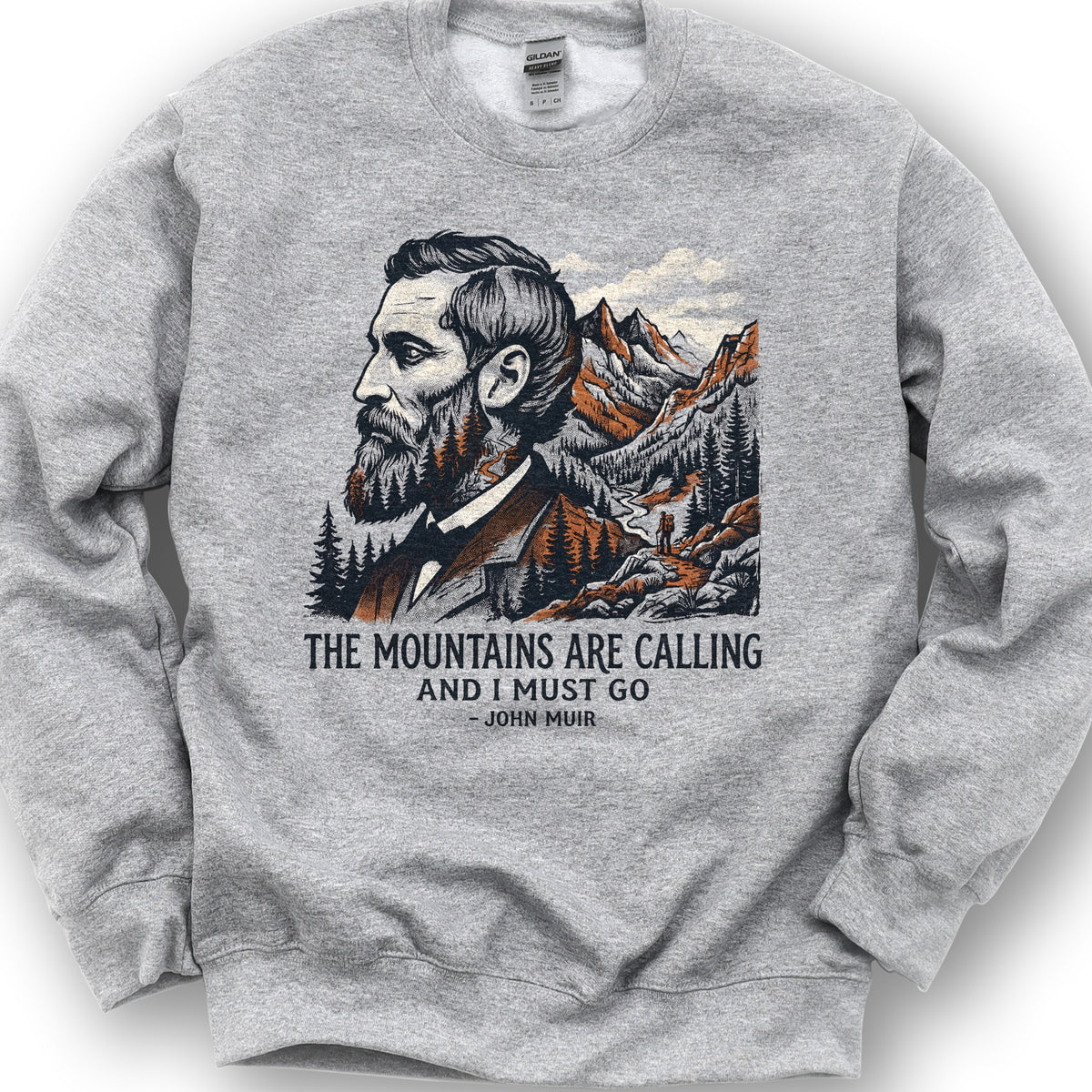 Mountains Calling John Muir Sweatshirt - Sport Grey