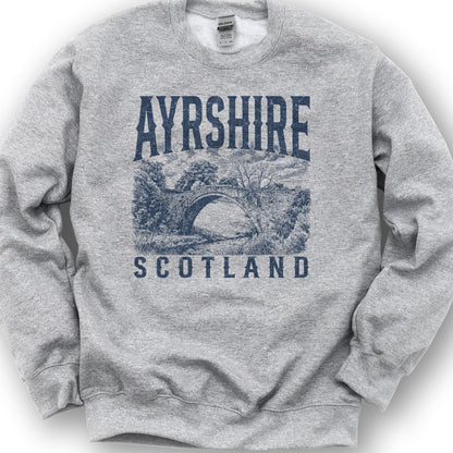 Ayrshire Scotland Sketch Sweatshirt - Sport Grey