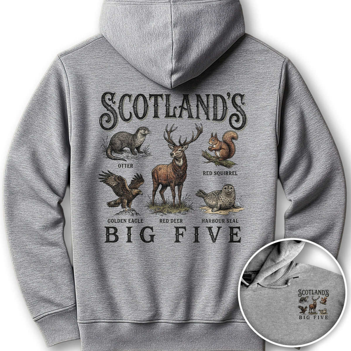 Scotland's Big Five Hoodie - Sport Grey