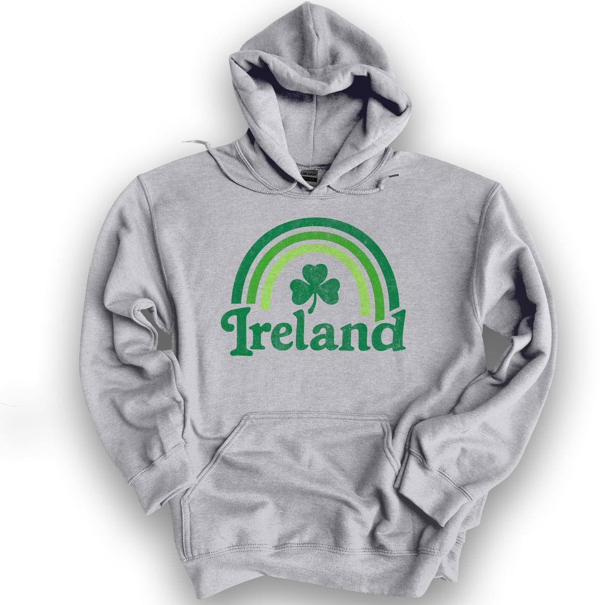 Ireland Rainbow Shamrock Hoodie - Sport Grey