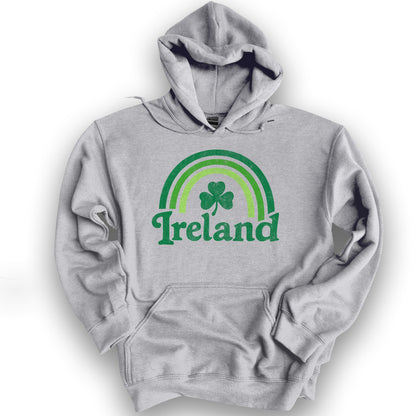 Ireland Rainbow Shamrock Hoodie - Sport Grey