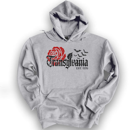 Transylvania Gothic Rose Hoodie - Sport Grey