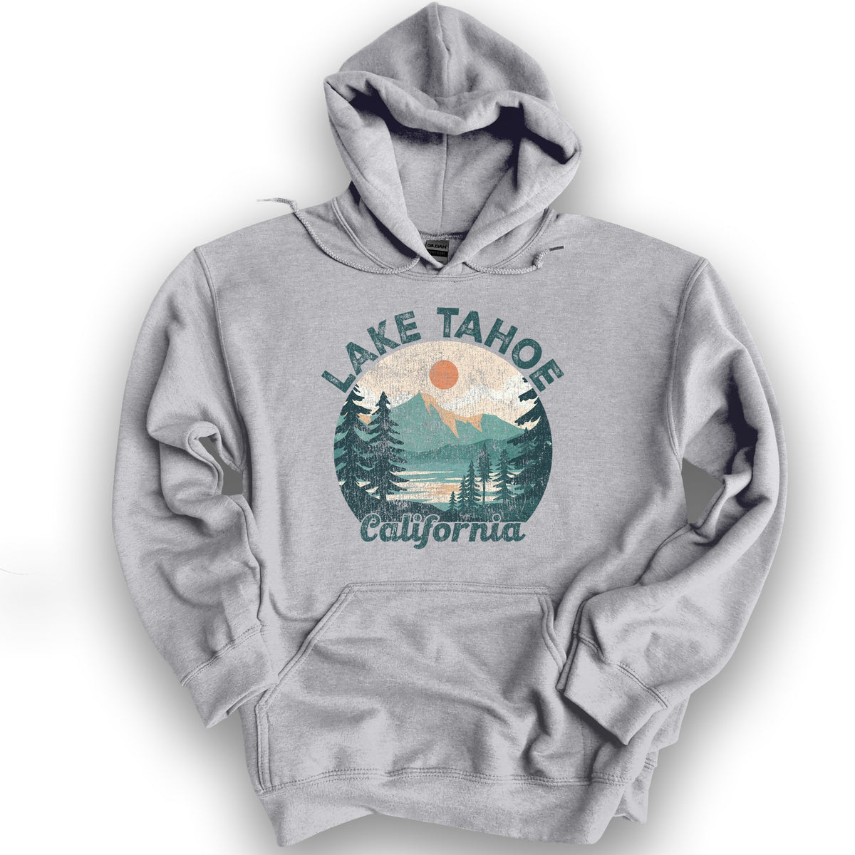 Lake Tahoe California Circle Hoodie - Sport Grey