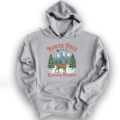 North Pole Reindeer Preserve Hoodie - Sport Grey