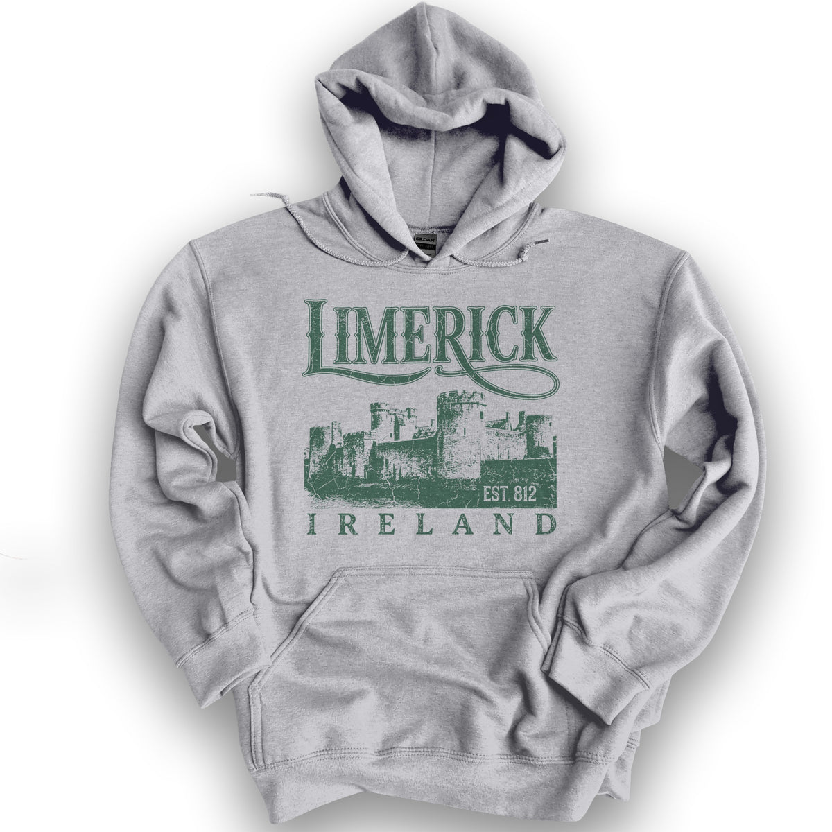 Limerick Ireland Vintage Print Hoodie - Sport Grey