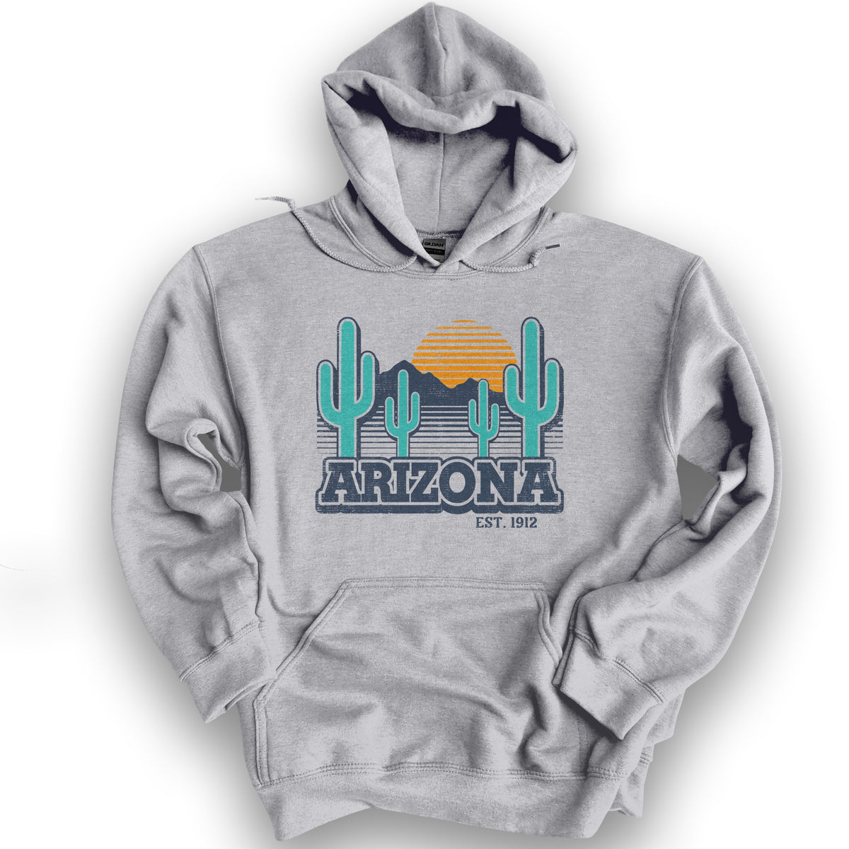 Arizona Retro Cactus Hoodie - Sport Grey