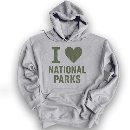 I Love National Parks Vintage Hoodie - Sport Grey