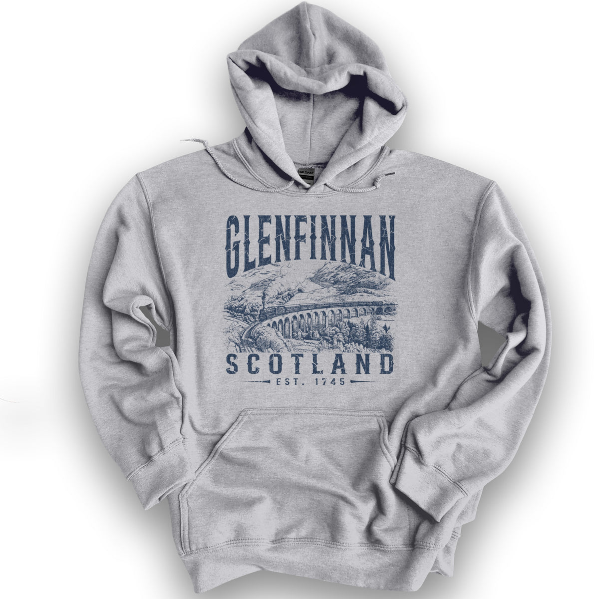 Glenfinnan Scotland Sketch Hoodie - Sport Grey