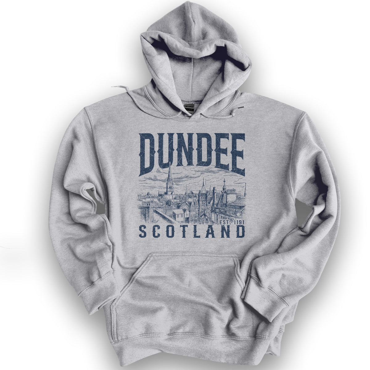 Dundee Scotland Sketch Hoodie - Sport Grey