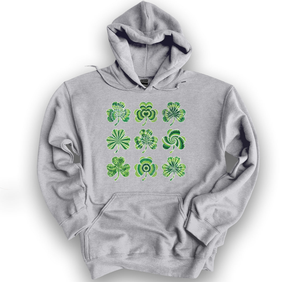 Tie-Dye Shamrocks Hoodie - Sport Grey