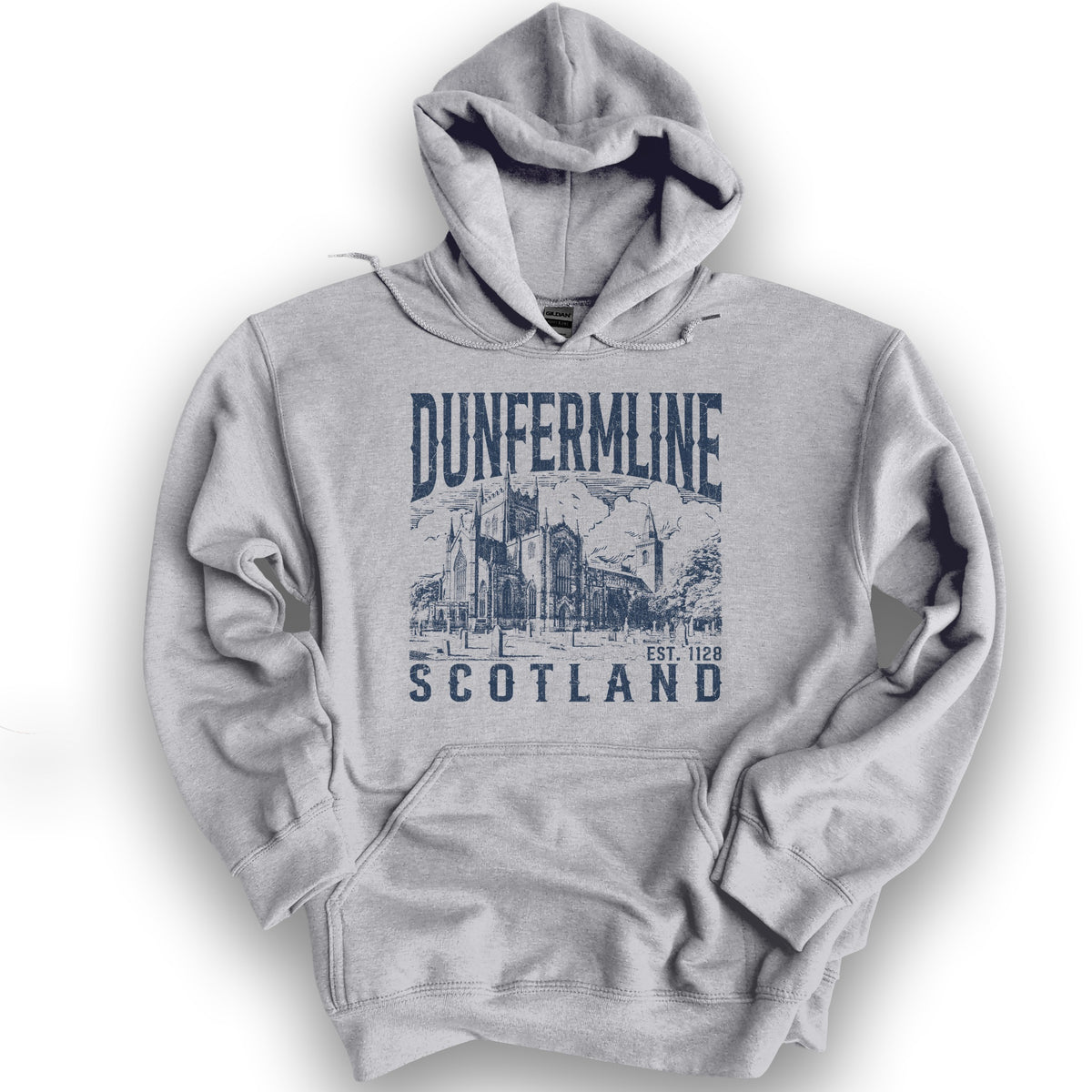 Dunfermline Scotland Sketch Hoodie - Sport Grey