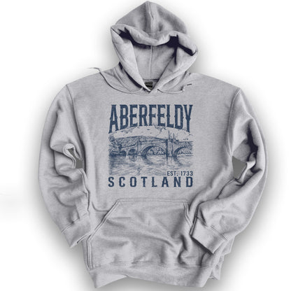 Aberfeldy Scotland Sketch Hoodie - Sport Grey