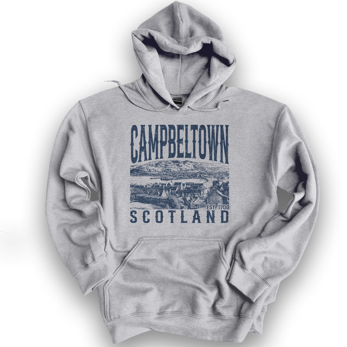 Campbeltown Scotland Sketch Hoodie - Sport Grey