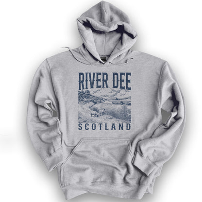River Dee Scotland Sketch Hoodie - Sport Grey