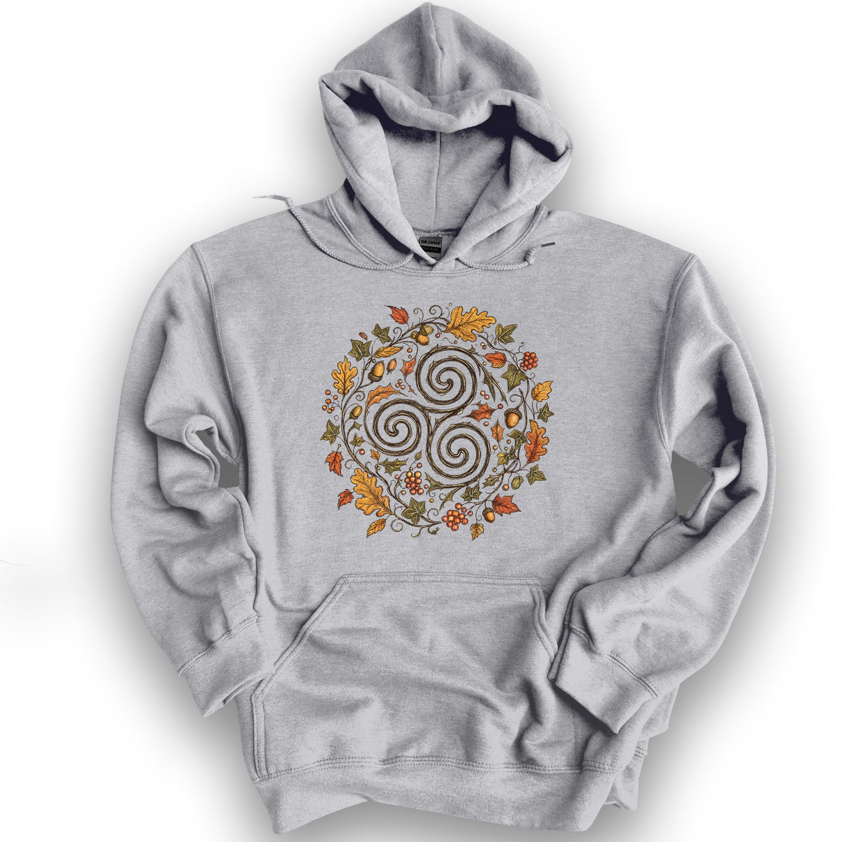 Celtic Autumn Spiral Hoodie - Sport Grey