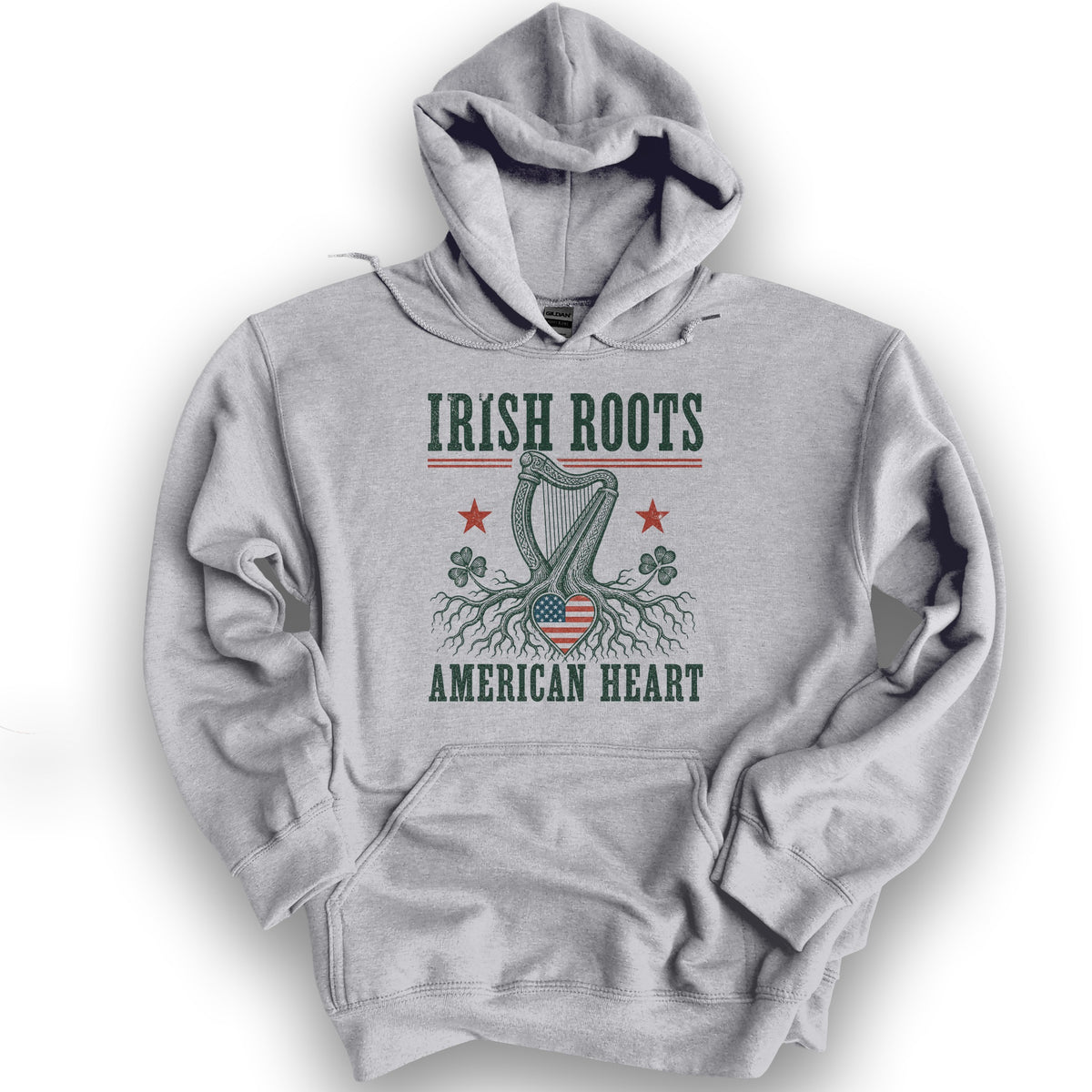 Irish Roots Harp Hoodie - Sport Grey